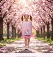 Mochila Escolar Primaria Personalizada de Fábrica con Estampado de Gato Kawaii y Caramelos para Niñas, Color Rosa, Linda, Ligera, con Logotipo OEM y Embalaje