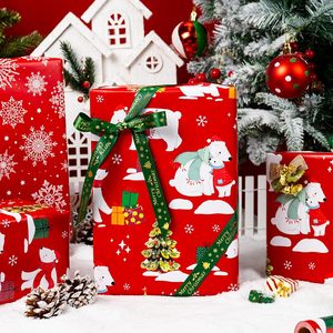 MAYPLUSS Christmas <b>Wrapping</b> <b>Paper</b> 17in X 33ft Red Polar Bear Tree Design Double Side PE Coated Art <b>Paper</b> - Product Image 6