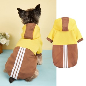 Sweat à capuche pour chien en polaire, style sport, rayé, couleurs contrastées, vêtements pour chiens, toutes saisons, confortable à porter - Product Image 3