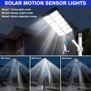 Farola Solar LED Integrada Todo en Uno de 2000W con Control Remoto, Impermeable IP65 para Exteriores - Product Image 3