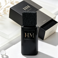 Botol Parfum Kosong Kaca Hitam Persegi 100ml Mewah untuk Pria, Botol Semprot Aroma, Logo Kustom, Pabrik Merek