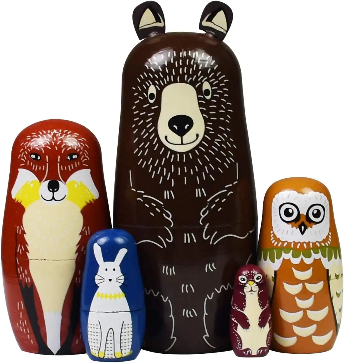 Nesting Dolls Russian Matryoshka Wood Stacking Nested Set for Kids Handmade Toys for Children Kids Christmas Birthday Gift