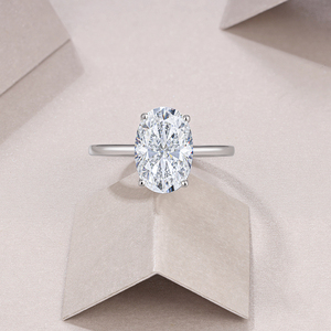 Anillo de compromiso de moissanita de plata 925 para mujer, joyería de boda de solitario de corte ovalado Simple, <span class=keywords><strong>regalo</strong></span> de promesa clásico minimalista - Product Image 4