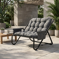 Chaise longue d'extérieur 2 places imperméable en maille, structure en acier avec revêtement en poudre, coussin en polyester 180g et coton PP pour chambre et école