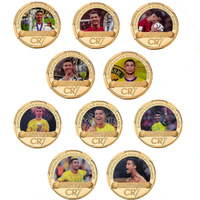 Koin Peringatan Berlapis Emas 24K Desain Bintang Sepak Bola PT Soccer 10 Model, Penjualan Terlaris 2026 untuk Koleksi