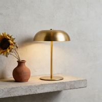 Lámpara de Mesa Portátil Recargable con Forma de Hongo, Inalámbrica, Regulable, de Metal, Funciona con Batería, con Luz Nocturna Táctil para Dormitorio, Bar, Cafetería