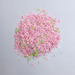 Rodajas de <span class=keywords><strong>Arcilla</strong></span> Polimérica Suave Rosa, Flores de Primavera para Slime, Rellenos para Manualidades DIY, Suministros de Relleno Kawaii en Tonos Pastel - Product Image 1