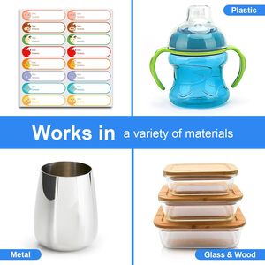 Etiquetas personalizadas para biberones con espacio para escribir, para almacenamiento de leche, etiquetas para recipientes de alimentos de cocina, diseño de dibujos animados, papel libre de BPA - Product Image 3