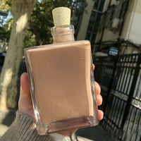 Bouteille en verre coréenne style influenceur SQ500 avec bouchon en liège imprimé en relief pour thé au lait, café ou parfum