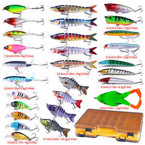 हेंगजिया 3 डी यथार्थवादी मछली पकड़ने के ल्योर किट बहु-जोंटेड तैराक सतह वाबबलर फिशिंग सेट - Product Image 3