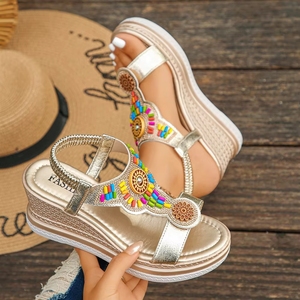 <span class=keywords><strong>Sandalias</strong></span> <span class=keywords><strong>de</strong></span> cuña <span class=keywords><strong>de</strong></span> estilo étnico para mujer, con cuentas coloridas y correa al tobillo, antideslizantes, <span class=keywords><strong>de</strong></span> <span class=keywords><strong>esparto</strong></span>, listas para enviar, calzado casual <span class=keywords><strong>de</strong></span> verano - Product Image 1