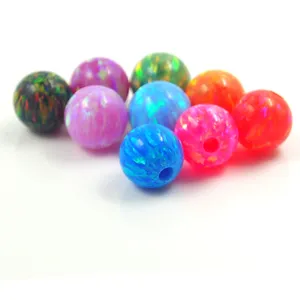 HQ Gems Opal Stone 4mm Full Hole Ball Creado Opal Beads White Fire Opal Precio por gramo