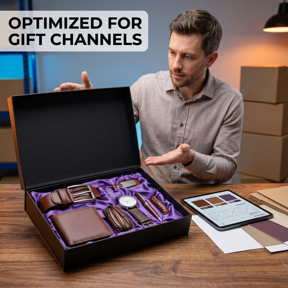 Draw Box Design For Raffle Personalized Genuine Leather Wallet Gift Box Set for Executive Business ...