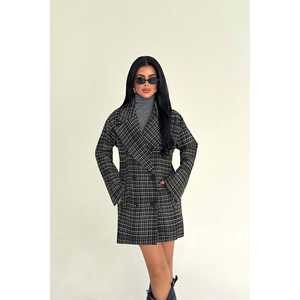 เสื้อโค้ทลายสก็อตสีดำ แต่งกระดุม ไซส์พลัส แบบกลับด้านได้ พร้อมซิปถอดออกได้ ระบายอากาศได้ดี สำหรับฤดูใบไม้ร่วง/ฤดูหนาว ไซส์ XS-XL ลายพิมพ์ - Product Image 3