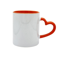 Mug à café en céramique blanche personnalisé avec anse en forme de cœur bleu – Lot en gros pour usage commercial – Offre groupée