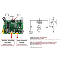 Miniatur Sensor gerak PIR, modul Sensor inframerah manusia cocok dengan Sensor Raspberry Pi Arduino untuk HC-SR501