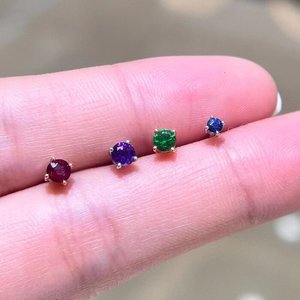 Pendientes de Oro de 18K AU750 con Zafiro, Amatista, Tsavorita y Rubí con Cierre de Rosca Xinfly - Product Image 3
