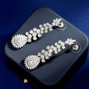 2024แบรนด์ใหม่ที่มีคุณภาพสูงต่างหูทรงลูกบาศก์เซอร์โคเนียแบบห้อยประดับดอกไม้สำหรับสุภาพสตรี E11เครื่องประดับที่ดีสำหรับงานแต่งงานแบบชนเผ่า - Product Image 5