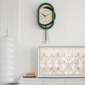 Creamy Style Oval <b>Wall</b> <b>Clock</b> Battery Powered Single Face Modern Minimalist Living Room <b>Decoration</b> - Product Image 1