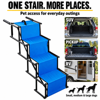 Escalier pour chien à 4 marches pour coffre de SUV, marchepieds portables pour animaux de compagnie avec barrières latérales pour grands chiens âgés, voyages en voiture, bleu OEM ODM