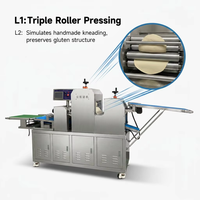 Machine à pain électrique à trois rouleaux haute capacité HJ-650, ligne de traitement automatique de la pâte pour pains farcis et baguettes