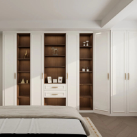 Armoire de chambre moderne de luxe en bois, 2 à 6 portes, avec rangement ouvert pour chaussures, système de rangement personnalisé en bois