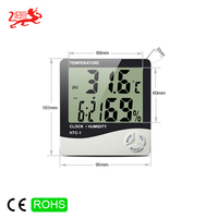 Horloge numérique à grand écran HTC-1 avec thermomètre et hygromètre d'intérieur, thermomètre hygromètre électronique pour la maison