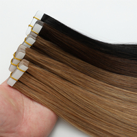 Extensions à bandes adhésives en cheveux naturels bruts non traités, trame invisible, longues, vietnamiennes, double tirage, noir et brun foncé, vente en gros