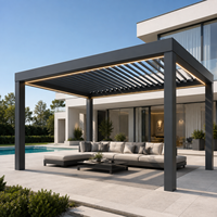 Pergola moderne de luxe en alliage d'aluminium pour l'extérieur, avec toit motorisé et lames orientables, idéale pour balcon