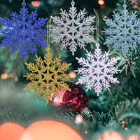 Snowflake Ornaments, 36PCS Silver Christmas Decorations Indoor Hanging  Plastic Glitter Snow Flakes