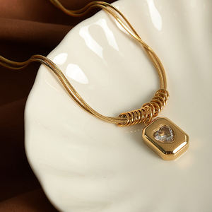 <span class=keywords><strong>Collier</strong></span> pendentif coeur diamant pour femme <span class=keywords><strong>Collier</strong></span> serpent <span class=keywords><strong>double</strong></span> couche Long <span class=keywords><strong>collier</strong></span> en acier inoxydable Bijoux étanches - Product Image 5