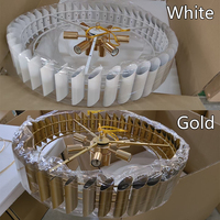 Grand Lustre Rond en Métal Rustique, Nordique de Luxe, pour Hôtel, Salon, Suspension Plafonnier LED, Lustre Moderne en Cristal