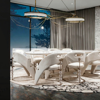 Chaise de salle à manger de luxe italienne avec rétro-éclairage boule de cristal pour villas de luxe grands appartements hôtels et hôpitaux
