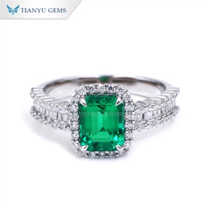 Tianyu Gems joyería de moda personalizada para mujer 3ct corte esmeralda 18K oro y accesorios de anillos chapados en plata - Product Image 1