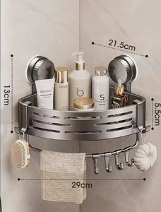 Estante de <span class=keywords><strong>Baño</strong></span> de Aluminio Espacial <span class=keywords><strong>sin</strong></span> Perforaciones, Estante de Esquina - Product Image 4