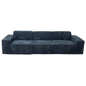 Canapé modulaire moderne à trois places, sectionnel carré, compressé sous vide, avec housse amovible en tissu velours côtelé, design peu encombrant, en boîte - Product Image 1