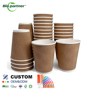 Tùy Chỉnh In Dùng Một Lần Đôi Tường Kraft Cốc Giấy Có Nắp Đậy Phong Cách Hiện Đại Cho Cà Phê Cafe Soda Smoothies Rượu Vang Thủ Công Nóng Ly - Product Image 1