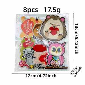 Patch thermocollant brodé motif animaux mignons (chien, éléphant, chat, grenouille, ours, hérisson) et cœur d'amour pour la Saint-Valentin, idéal pour la décoration - Product Image 3