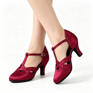 Chaussures de danse pour femmes à talon bas en satin violet, fabriquées à la main, semelle extérieure en daim, marque Evkoodance, neuves, bout fermé, salsa, danse de salon, <span class=keywords><strong>latin</strong></span> - Product Image 1