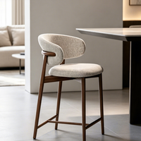 Tabouret de bar moderne en bois massif et tissu, style italien, avec dossier, pour hôtel, restaurant, cuisine, salle de sport, chaise haute décontractée pour salle à manger