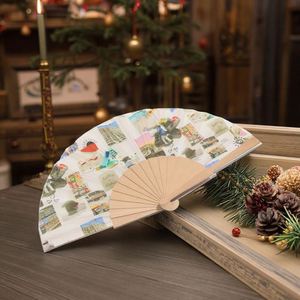 Custom Designed 23cm Wooden Folding Hand Fan Durable Fabric with Model Pattern for Business & Promotional <b>Gifts</b> - Product Image 1