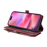 Pochette portefeuille à fermeture éclair étui en cuir à rabat magnétique pour iPhone 13 14 15 Pro 16e blocage des fentes pour cartes étui de téléphone pour iPhone 16