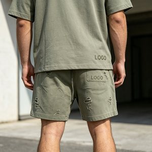 Conjuntos de camiseta de alta calidad para hombre, conjuntos de dos piezas de manga corta y pantalones cortos de 480 g/m² para hombre, 100 % algodón de rizo, conjuntos casuales de verano - Product Image 5