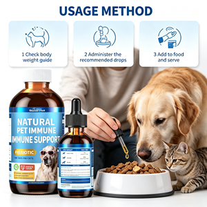 Gouttes antibiotiques naturelles pour animaux de compagnie, complément liquide pour chiens et chats, soutien immunitaire prébiotique, saveur poulet riche en protéines - Product Image 3