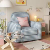 Blau-Weiß Kariertes Konvertierbares Skandinavisches Modernes Stoffsofa-Bett für Wohnzimmer Schlafzimmer Apartment