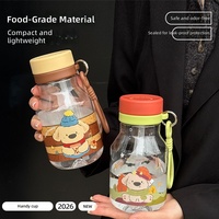 Bouteille d'eau avec paille et sangle 530 ml, imprimé dessin animé, pour voyage, bureau, salle de sport, maison, cuisine, appartement et usage quotidien