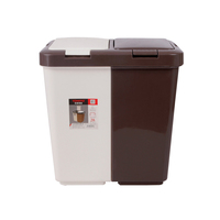 Seau de stockage de déchets en plastique à couvercle roulant ouvert de 10 litres avec 2 compartiments, certifié EN840, pour usage domestique