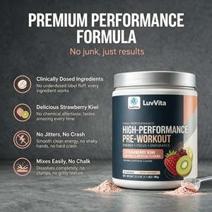 Poudre pré-entraînement haute performance LuvVita, saveur fraise kiwi, 780 g, favorise l'énergie, la concentration et l'endurance, pompe musculaire, étiquette privée OEM - Product Image 4