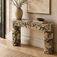 Table console en marbre Calacatta Viola sur mesure avec deux tiroirs en pierre au design moderne pour l'entrée de la maison en marbre