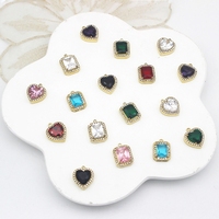 Pendentif carré en forme de cœur en acier inoxydable PVD incrusté de pierres précieuses pour bracelets, colliers, boucles d'oreilles, accessoires de bricolage